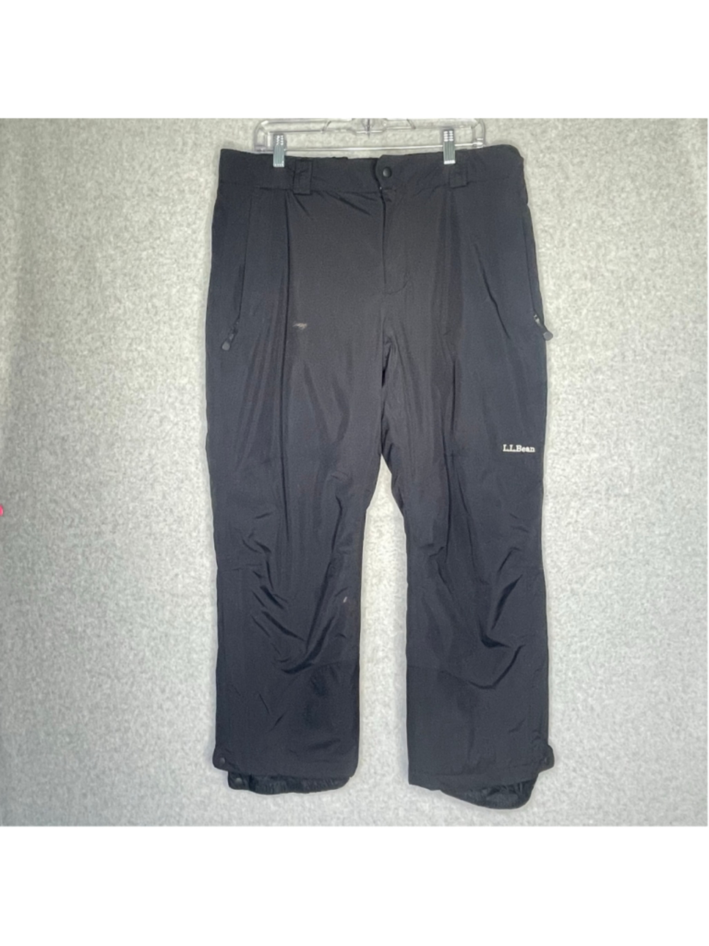 L.L.Bean Women's Large Petite Black Fleece Lined Nylon Hiking Snow Pants Outdoor